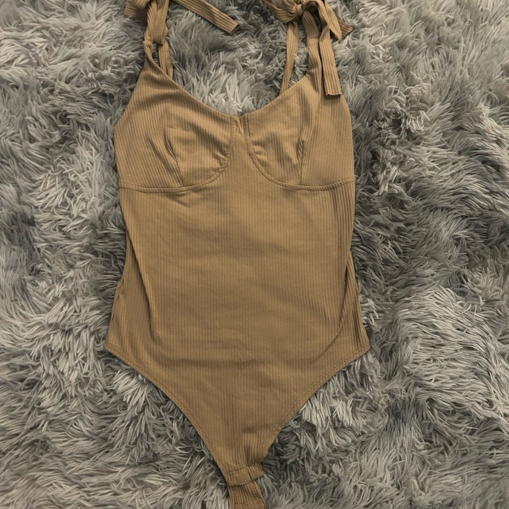 Gaze Tan Ribbed Bodysuit